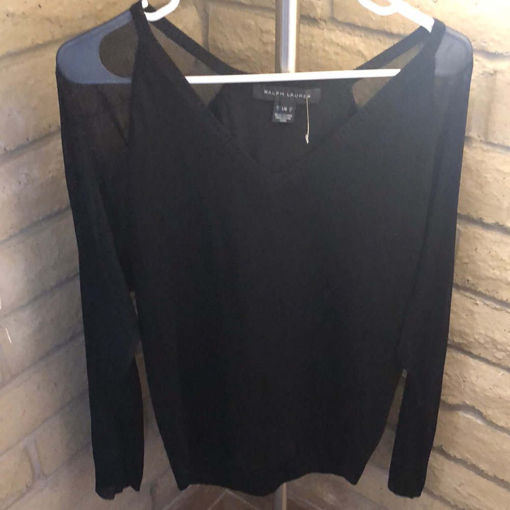 Ralph Lauren sweater w/ sheer sleeves. Size L